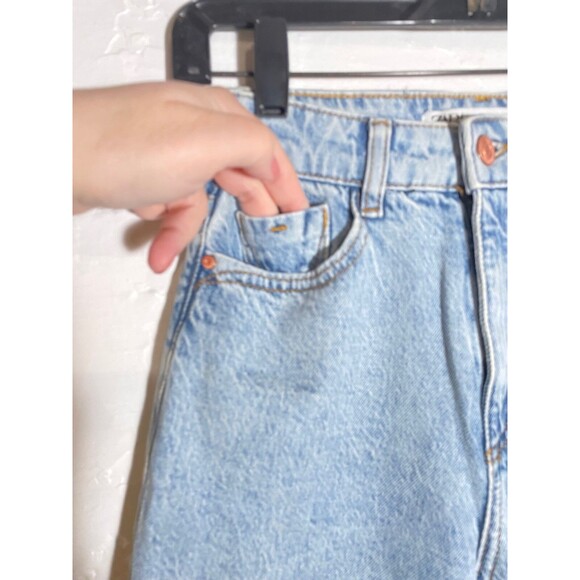 Zara Women High Rise Ankle Length Straight Leg Jeans Light Acid Wash Blue Size 0 - Picture 9 of 12